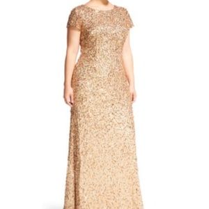 Adrianna Pappell Gold Sequin Evening Gown